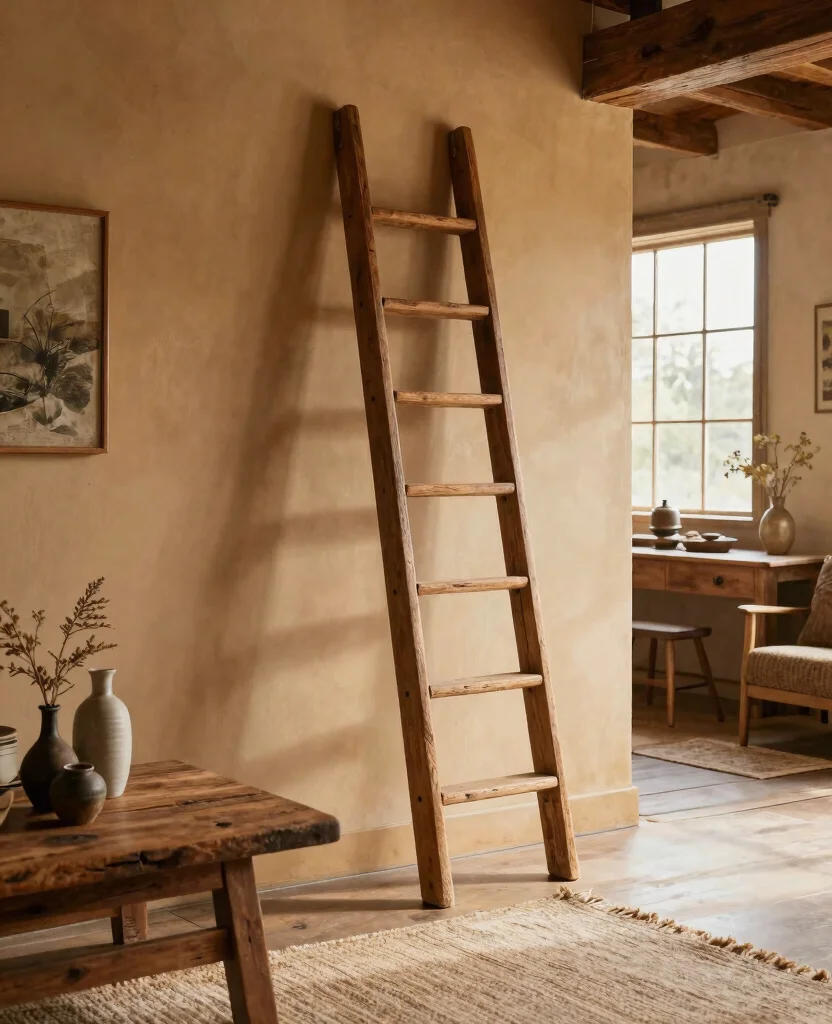 19 Clever Wall Mounted Loft Ladders to Upgrade Your Renovation Game (Don’t Miss #4!) - 4. Rustic Barn-Style Ladders 1