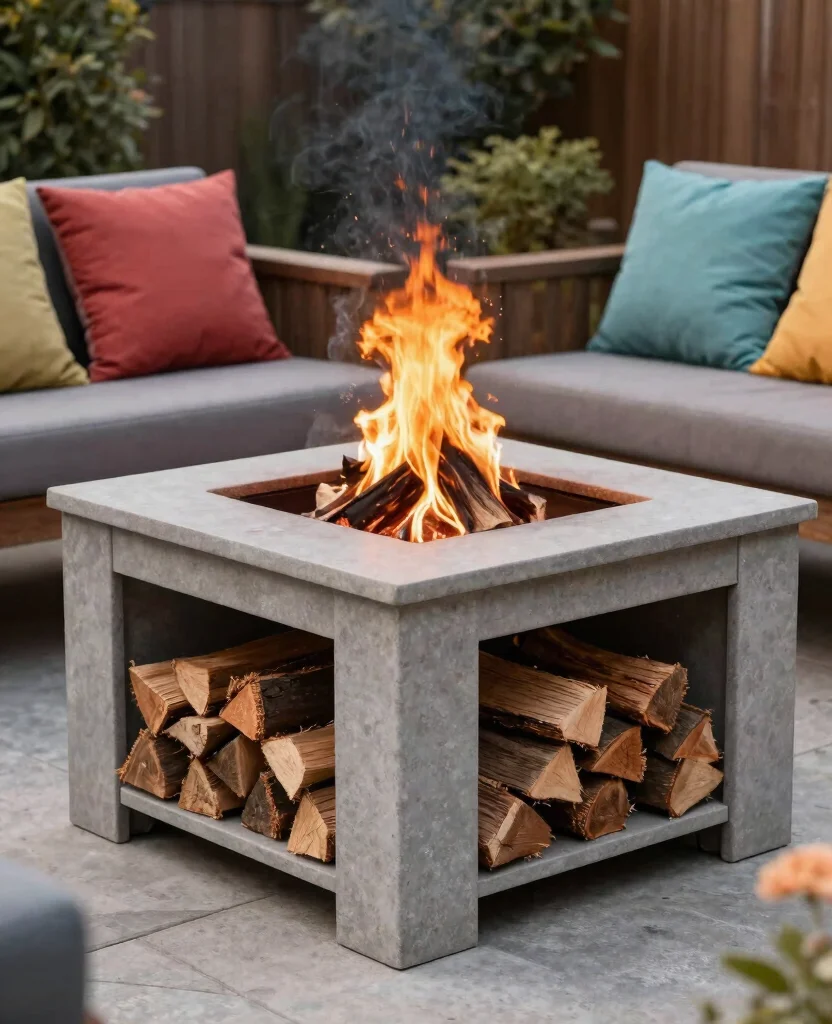 19 Cozy Cottage Fire Pit Ideas That Will Make You Want to Roast Marshmallows Tonight! - 18. Fire Pit with Built-in Storage 1