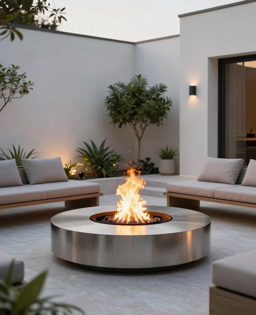 19 Cozy Cottage Fire Pit Ideas That Will Make You Want to Roast Marshmallows Tonight! - 2. Modern Circular Fire Pit 1