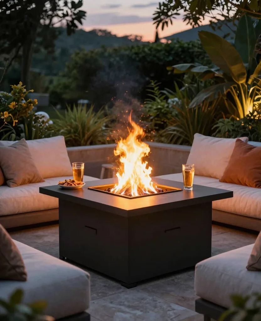19 Cozy Cottage Fire Pit Ideas That Will Make You Want to Roast Marshmallows Tonight! - 3. Fire Pit Table Combo 1