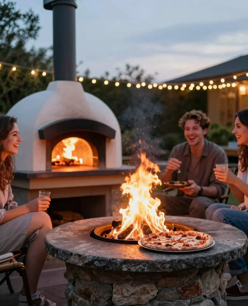 19 Cozy Cottage Fire Pit Ideas That Will Make You Want to Roast Marshmallows Tonight! - 9. Fire Pit with a Pizza Oven 1