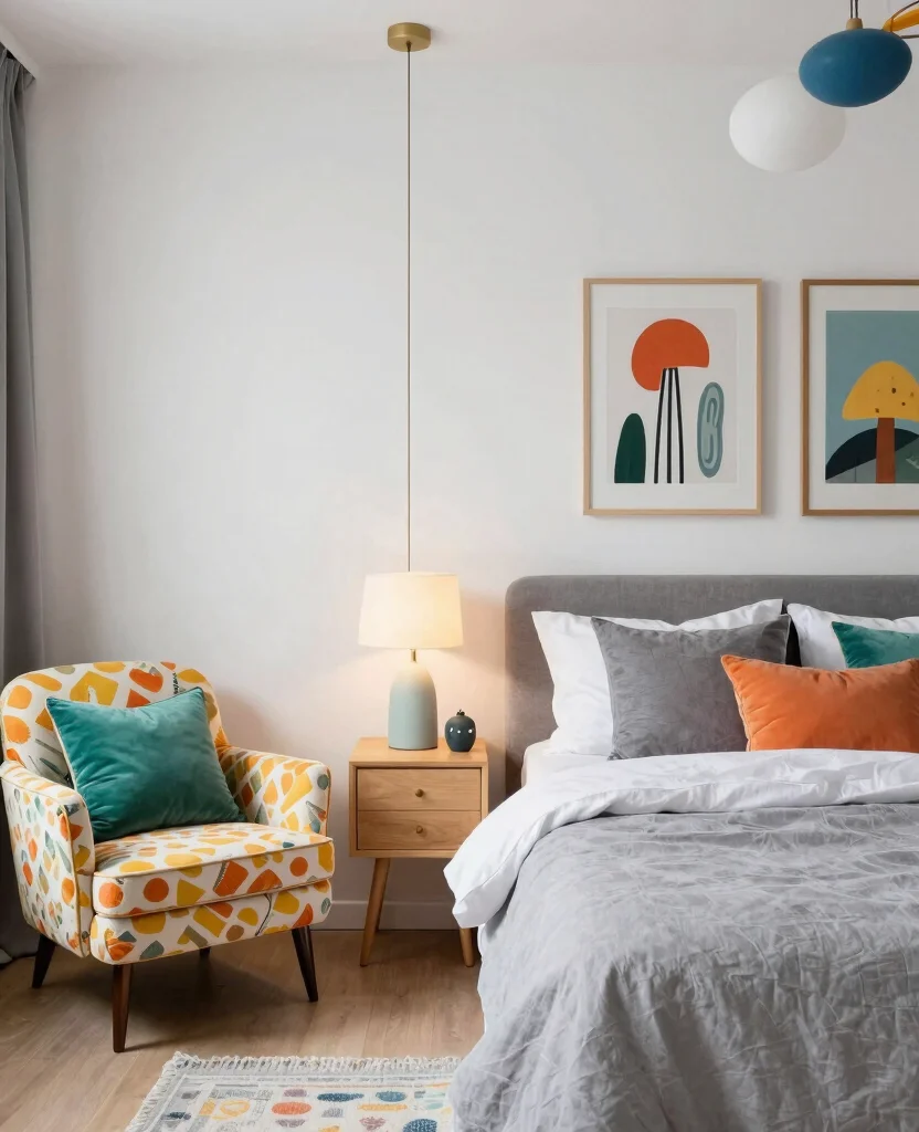 19 Cozy Grey and White Bedroom Ideas That'll Wrap You in Warmth! - 13. Whimsical Elements 1