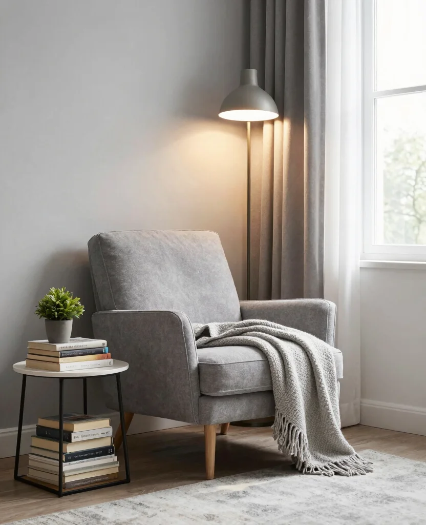 19 Cozy Grey and White Bedroom Ideas That'll Wrap You in Warmth! - 14. Cozy Reading Nook 1