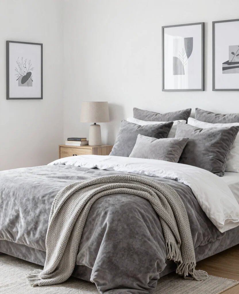 19 Cozy Grey and White Bedroom Ideas That'll Wrap You in Warmth! - 2. Layered Neutrals 1