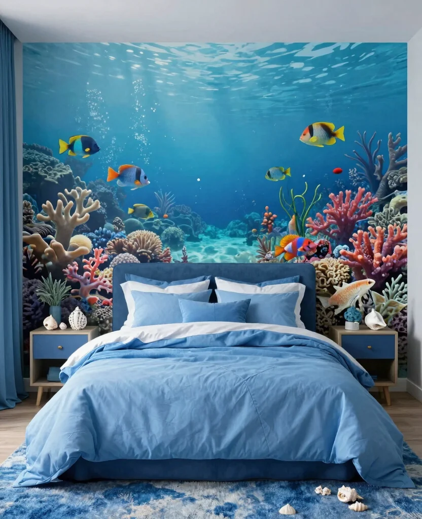 19 Stunning Bedroom Mural Ideas That'll Make You Want to Redecorate Immediately! - 10. Underwater Wonderland 1
