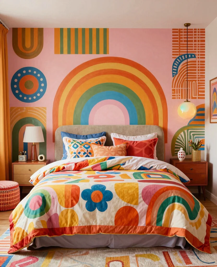 19 Stunning Bedroom Mural Ideas That'll Make You Want to Redecorate Immediately! - 12. Retro Vibes 1