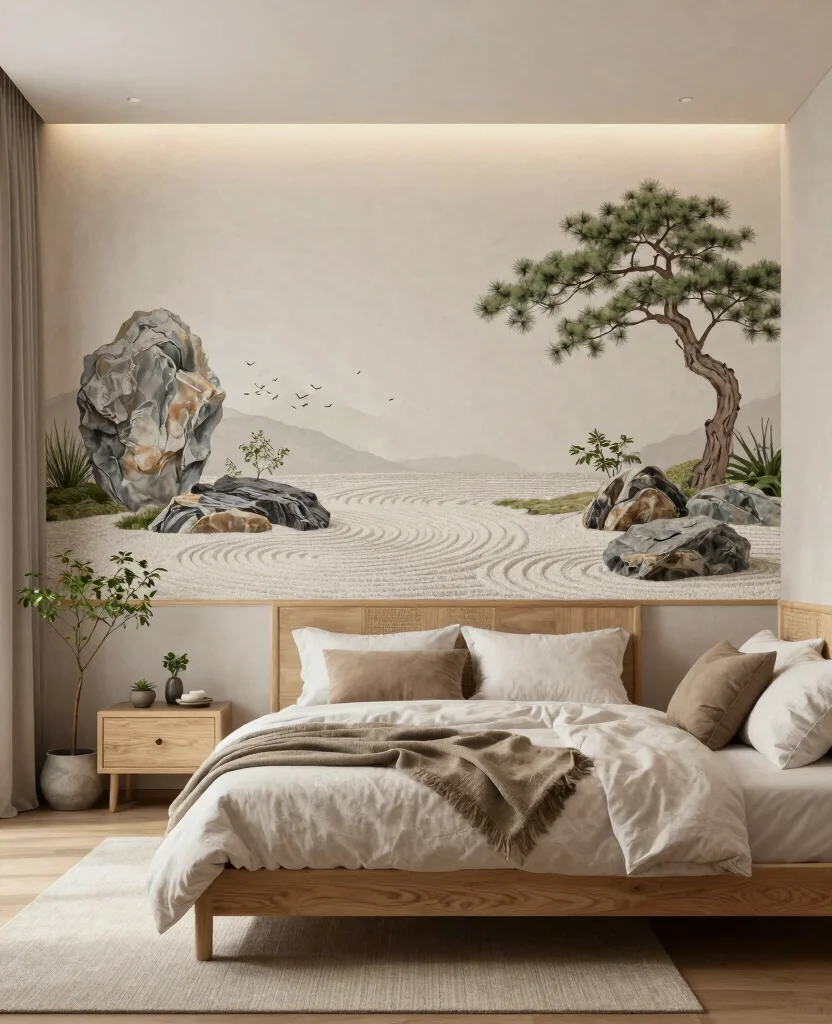 19 Stunning Bedroom Mural Ideas That'll Make You Want to Redecorate Immediately! - 17. Zen Garden Tranquility 1