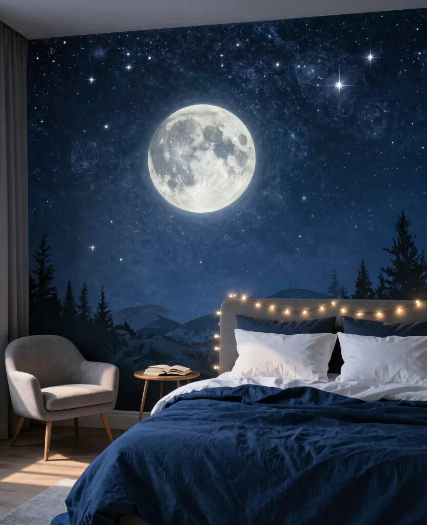 19 Stunning Bedroom Mural Ideas That'll Make You Want to Redecorate Immediately! - 2. Dreamy Night Sky 1