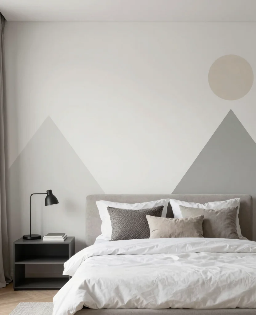19 Stunning Bedroom Mural Ideas That'll Make You Want to Redecorate Immediately! - 6. Minimalist Geometric Design 1