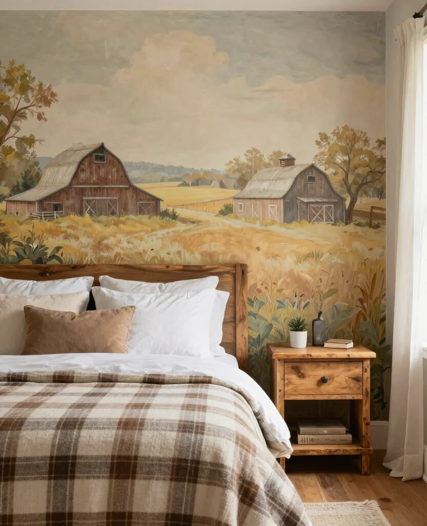 19 Stunning Bedroom Mural Ideas That'll Make You Want to Redecorate Immediately! - 9. Rustic Farmhouse Charm 1