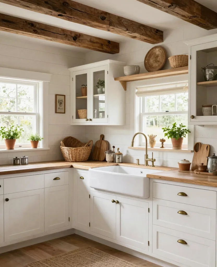 19 Stunning White Kitchen Cabinets Ideas That Will Transform Your Space! 28 19 Stunning White Kitchen Cabinets Ideas That Will Transform Your Space! - 7. Farmhouse Style with White Cabinets 1