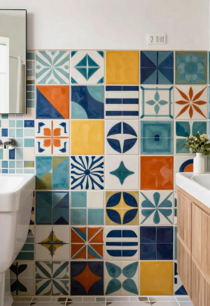 20 Awkward Bathroom Layout Ideas That Will Make You Rethink Your Space! - 13. Colorful Tile Patterns 1
