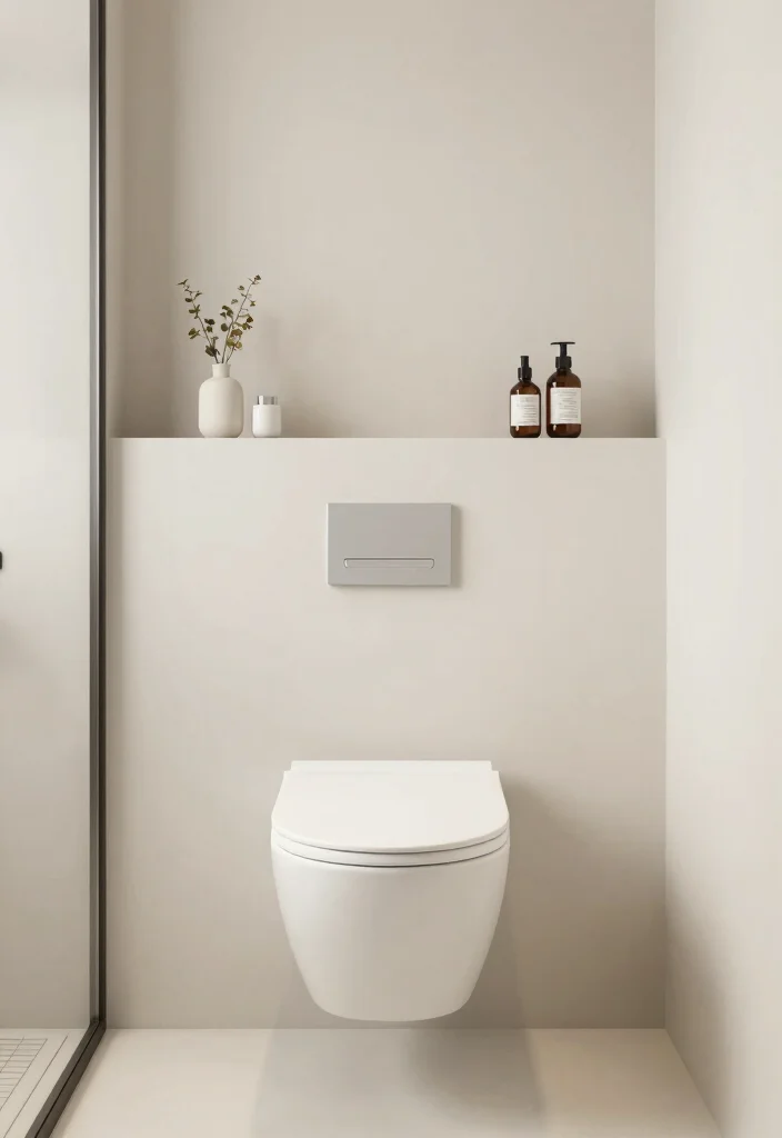 20 Awkward Bathroom Layout Ideas That Will Make You Rethink Your Space! - 8. Minimalist Wall-Mounted Toilets 1