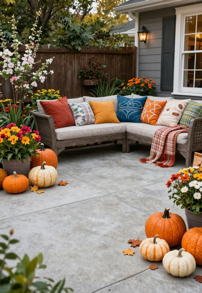 20 Stunning Concrete Patio Ideas That Will Transform Your Backyard Into an Oasis! - 19. Seasonal Decor Ideas 1