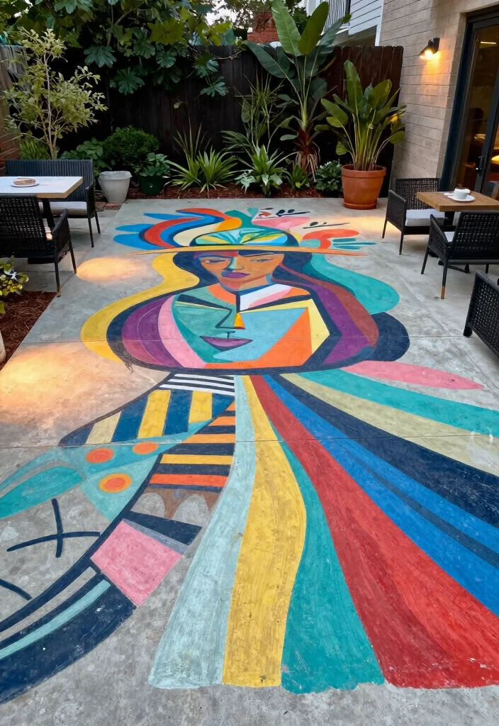 20 Stunning Concrete Patio Ideas That Will Transform Your Backyard Into an Oasis! - 20. Artistic Touches with Murals 1