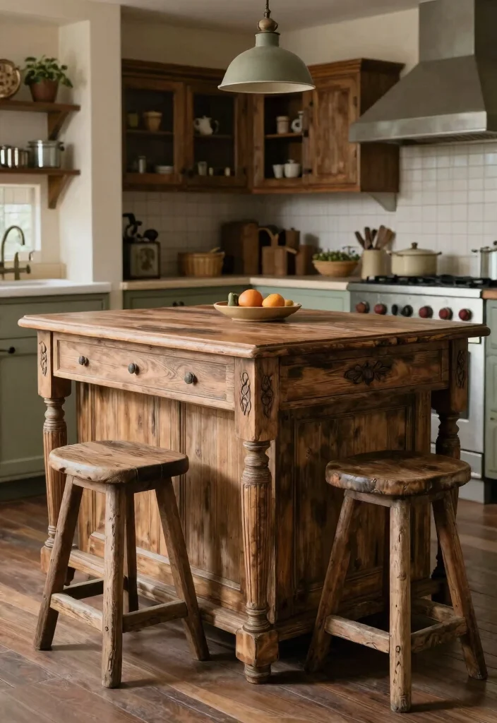 15 Functional Small Kitchen Islands with Seating You Didn't Know You Needed! - 8. The Vintage Island 1