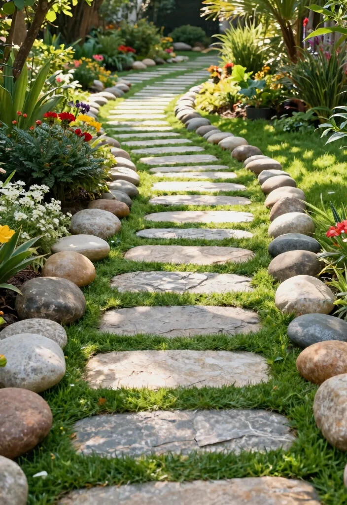 15 Genius Ways to Blend artificial grass & rock landscaping ideas for a Dreamy Outdoor Oasis! - 1. Create a Natural Pathway 1