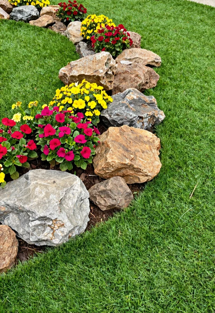 15 Genius Ways to Blend Artificial Grass and Rocks for a Dreamy Outdoor Oasis! - 3. Edging with Rocks 1
