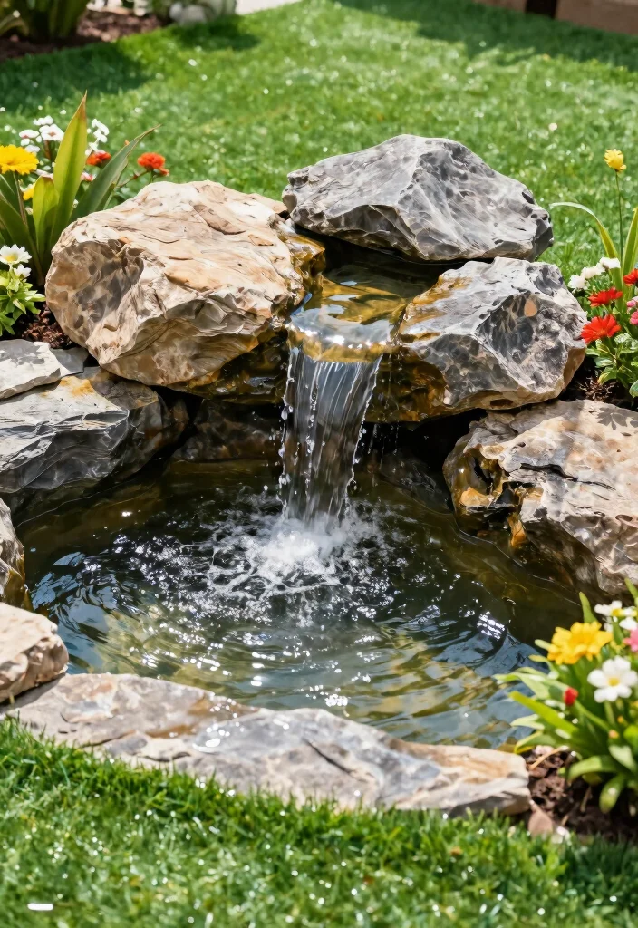 15 Genius Ways to Blend Artificial Grass and Rocks for a Dreamy Outdoor Oasis! - 7. Rock Water Features 1