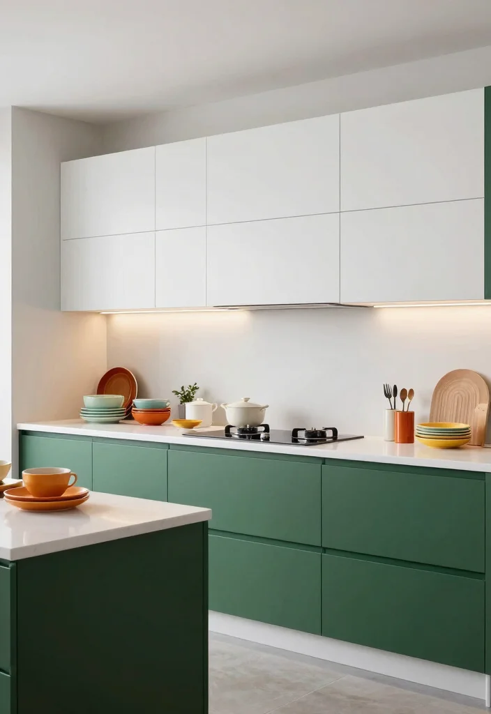 15 Inspiring Kitchens That Celebrate the Glory of Green (You Won't Believe #7!) - 6. Chic Two-Tone 1