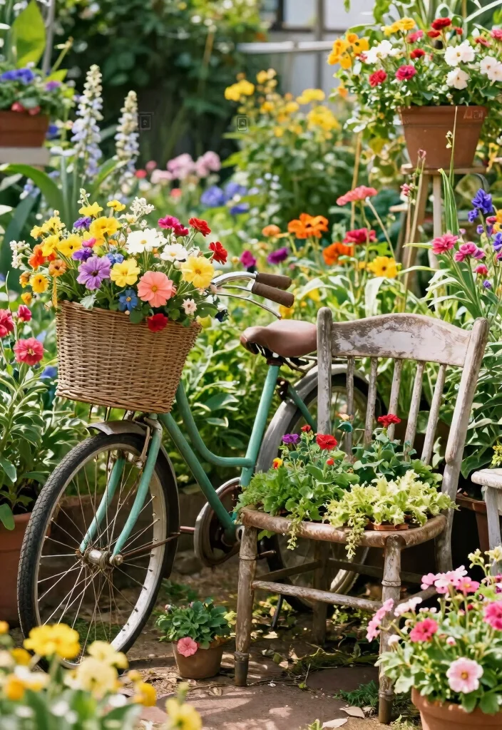 15 Small Garden Around Fence Ideas That Will Transform Your Yard into a Hidden Oasis! - 13. Retro Gardens with Vintage Finds 1