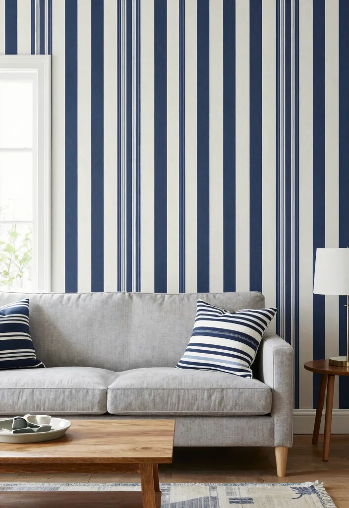 15 Statement Wallpapers That'll Transform Your Living Room Into a Stunning Showstopper! - 11. Classic Stripes 1