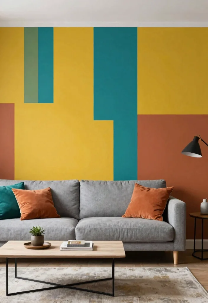 15 Statement Wallpapers That'll Transform Your Living Room Into a Stunning Showstopper! - 12. Bold Color Blocking 1
