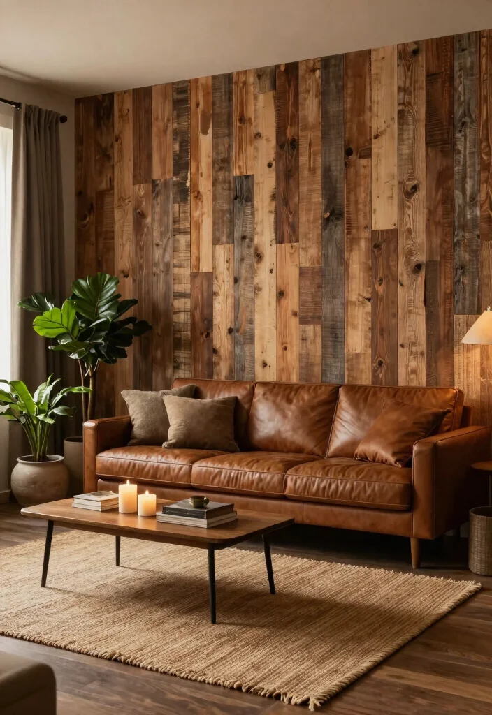 15 Statement Wallpapers That'll Transform Your Living Room Into a Stunning Showstopper! - 3. Rustic Wood Paneling 1