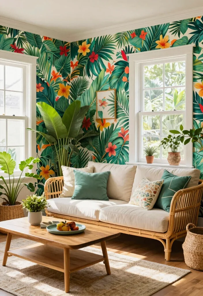 15 Statement Wallpapers That'll Transform Your Living Room Into a Stunning Showstopper! - 5. Tropical Paradise 1