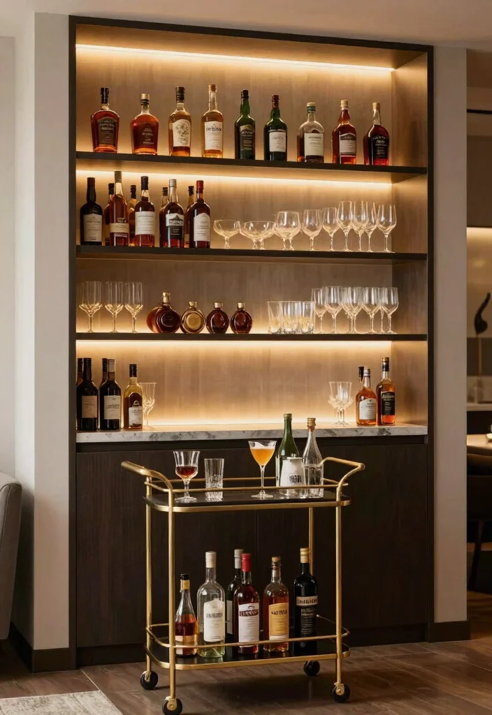 15 Stunning Living Room Alcove Ideas That'll Make You Want to Redecorate ASAP! 43 15 Stunning Living Room Alcove Ideas That'll Make You Want to Redecorate ASAP! - 10. Stylish Home Bar 1