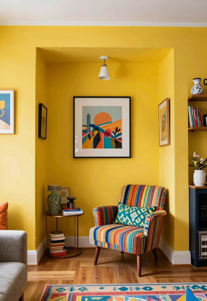 15 Stunning Living Room Alcove Ideas That'll Make You Want to Redecorate ASAP! 46 15 Stunning Living Room Alcove Ideas That'll Make You Want to Redecorate ASAP! - 13. Bright and Bold Statement Alcove 1