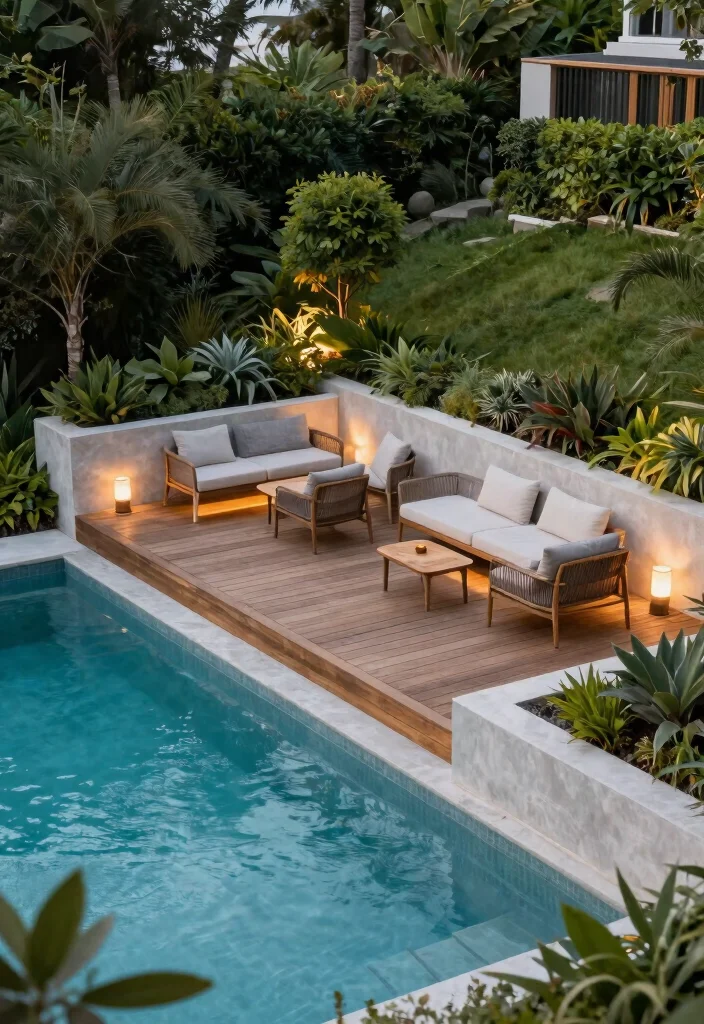 20 Sloped Backyard Ideas with Retaining Walls and Pools That Will Transform Your Outdoor Space! - 14. Elevated Lounge Area Overlooking the Backyard 1