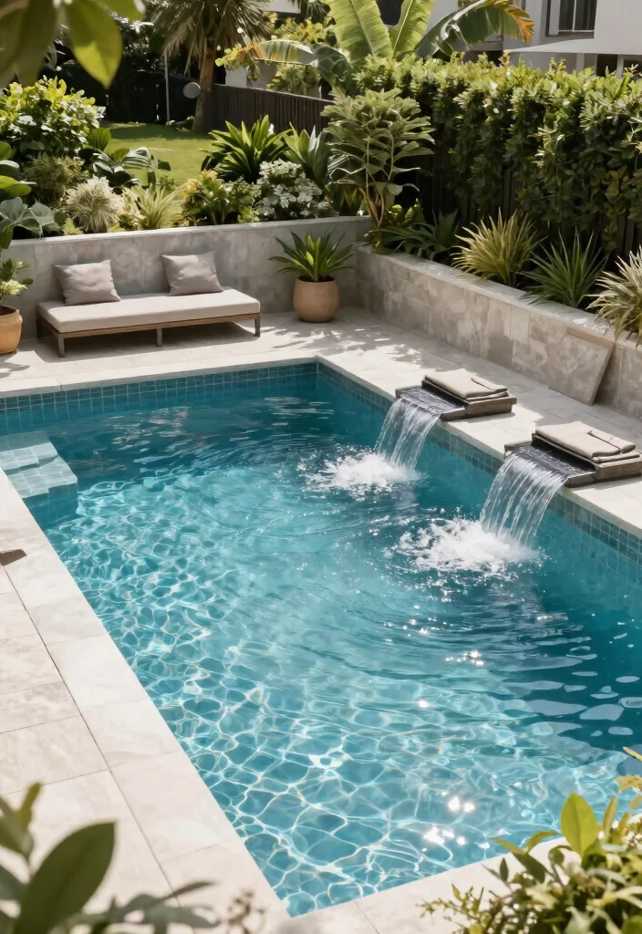 20 Sloped Backyard Ideas with Retaining Walls and Pools That Will Transform Your Outdoor Space! - 19. Integrated Pool with Spa Area 1