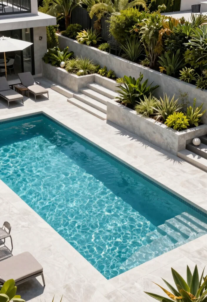 20 Sloped Backyard Ideas with Retaining Walls and Pools That Will Transform Your Outdoor Space! - 3. Modern Pool with Multi-Level Deck 1