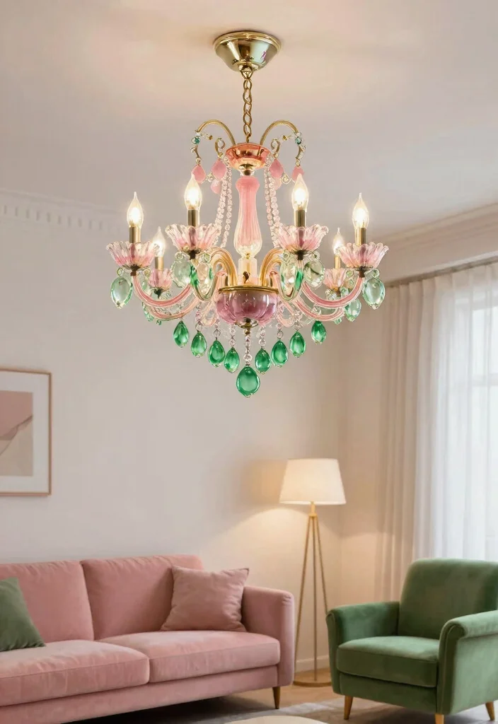 20 Stunning Pink and Green Living Room Ideas That Will Leave You Breathless! - 16. Statement Lighting Fixtures 1