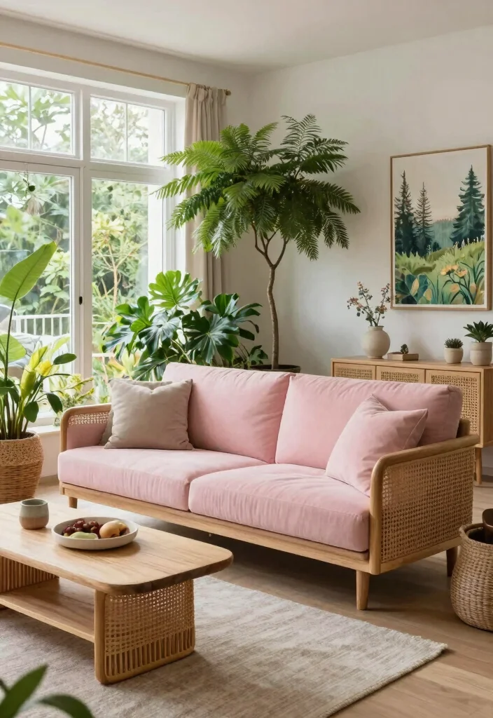 20 Stunning Pink and Green Living Room Ideas That Will Leave You Breathless! - 18. Outdoor-Inspired Decor 1