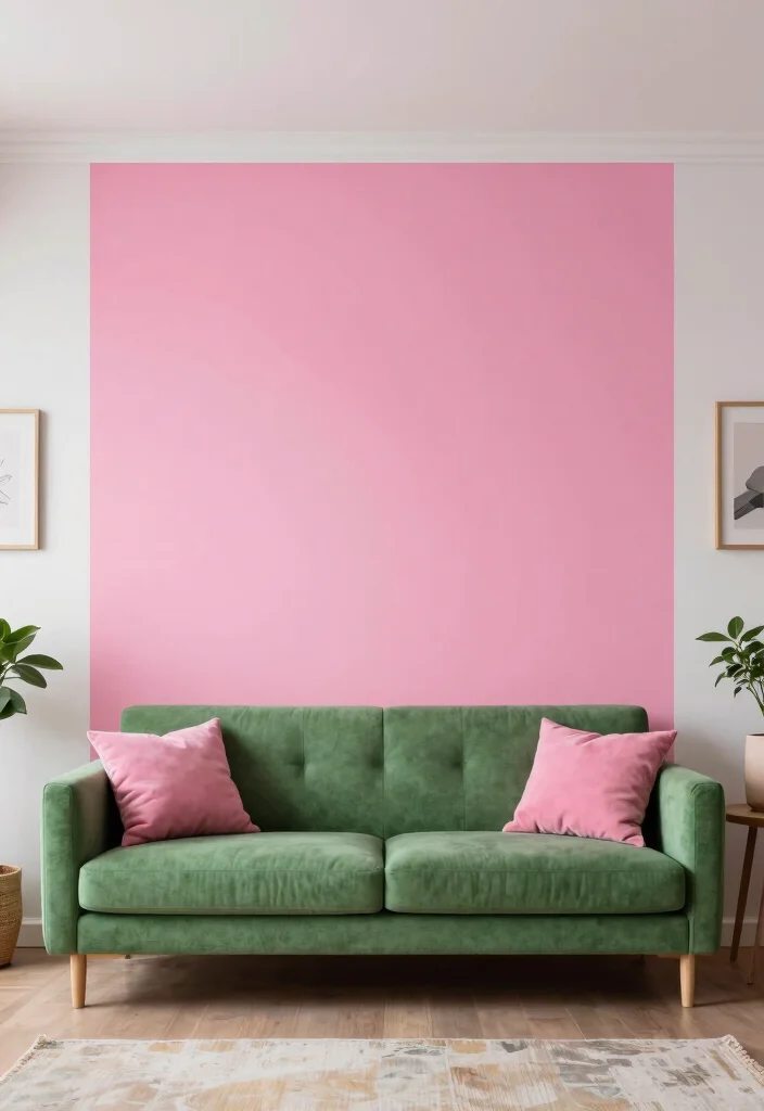 20 Stunning Pink and Green Living Room Ideas That Will Leave You Breathless! - 19. Colorful Accent Walls 1