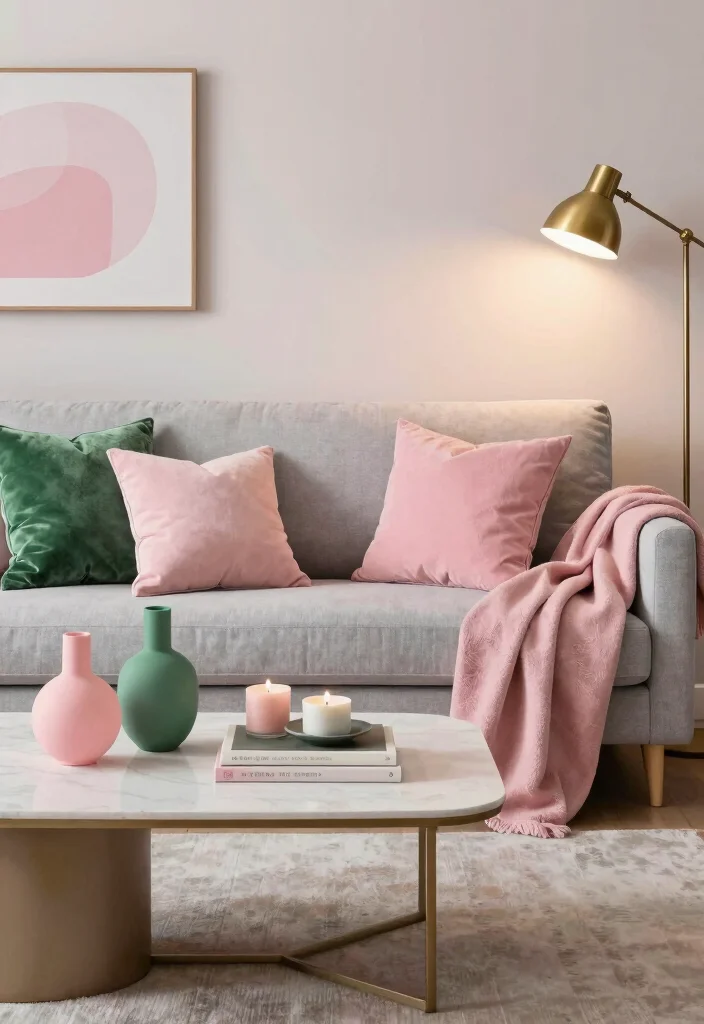 20 Stunning Pink and Green Living Room Ideas That Will Leave You Breathless! - 6. Accessories in Harmony 1
