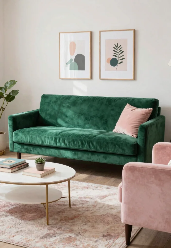 20 Stunning Pink and Green Living Room Ideas That Will Leave You Breathless! - 7. Statement Furniture 1