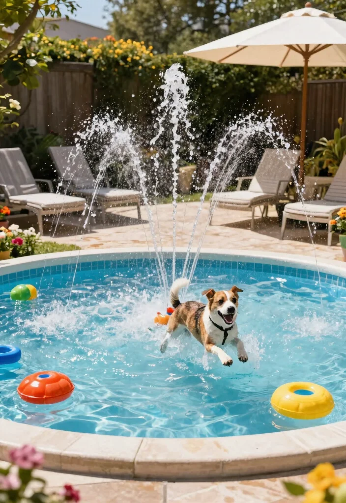 15+ Backyard Landscaping Ideas for Dogs That'll Make Your Pup's Tail Wag! - 2. Splash Pad Fun 1