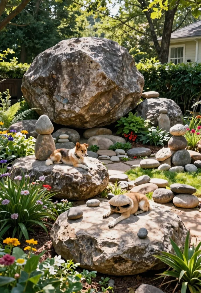 15+ Backyard Landscaping Ideas for Dogs That'll Make Your Pup's Tail Wag! - 7. Natural Rock Features 1