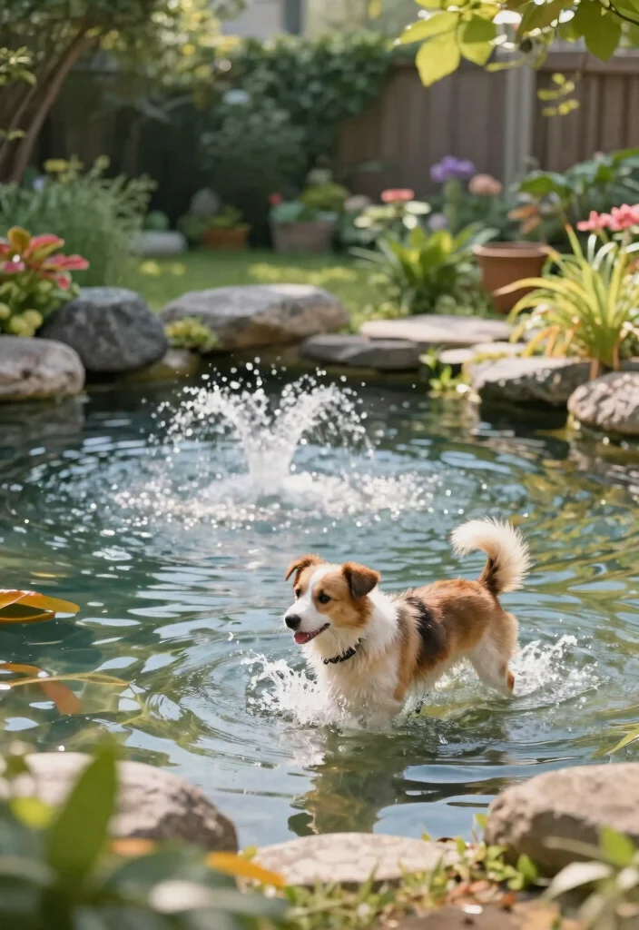 15+ Backyard Landscaping Ideas for Dogs That'll Make Your Pup's Tail Wag! - 8. Interactive Water Feature 1