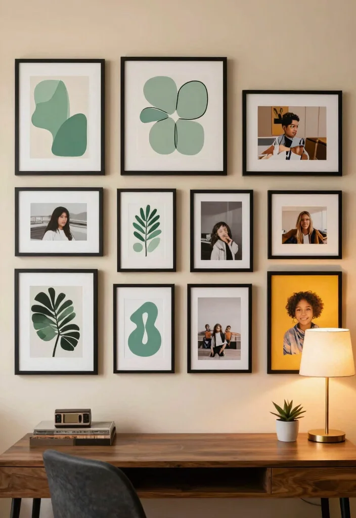 15 Bold Black and Sage Green Bedroom Ideas That’ll Transform Your Space Instantly! - 10. Personalized Artwork 1