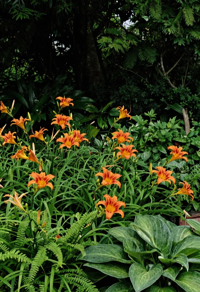 15 Brilliant Daylily Landscaping Ideas That'll Transform Your Garden Into a Colorful Paradise! - 10. Shade Garden with Daylilies 1