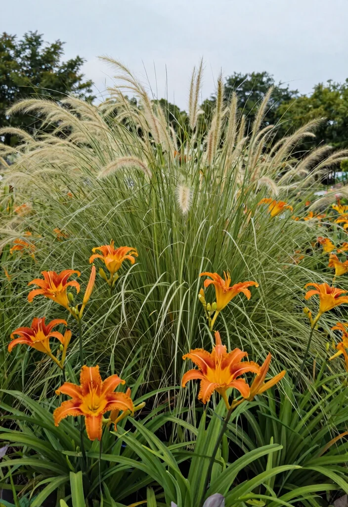15 Brilliant Daylily Landscaping Ideas That'll Transform Your Garden Into a Colorful Paradise! - 3. Daylily and Ornamental Grass Combo 1
