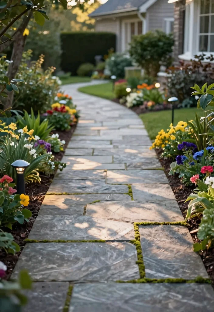 15 Charming Front Yard Hardscape Ideas That Will Make Your Neighbors Green with Envy! - 1. Elegant Stone Pathways 1
