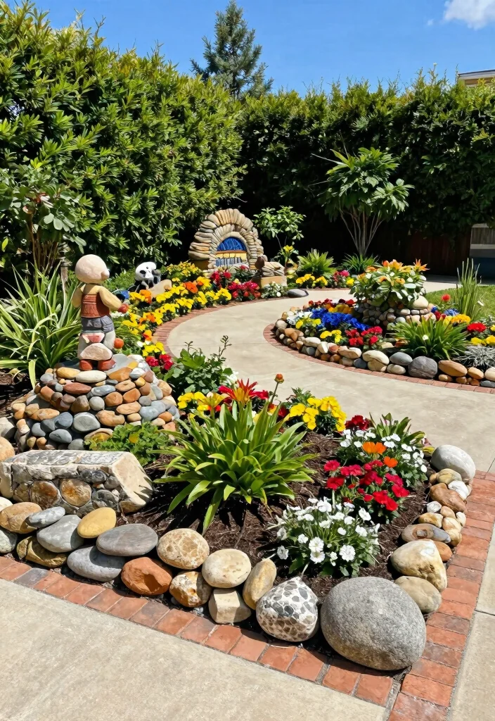 15 Charming Front Yard Hardscape Ideas That Will Make Your Neighbors Green with Envy! - 12. Artistic Landscape Borders 1