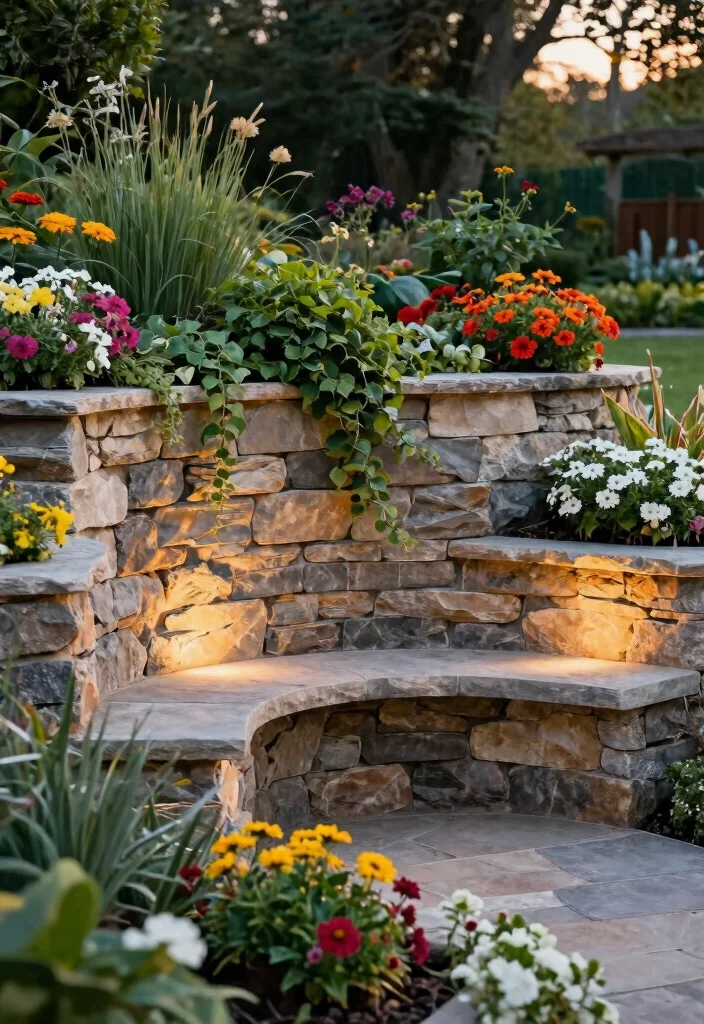 15 Charming Front Yard Hardscape Ideas That Will Make Your Neighbors Green with Envy! - 3. Decorative Retaining Walls 1