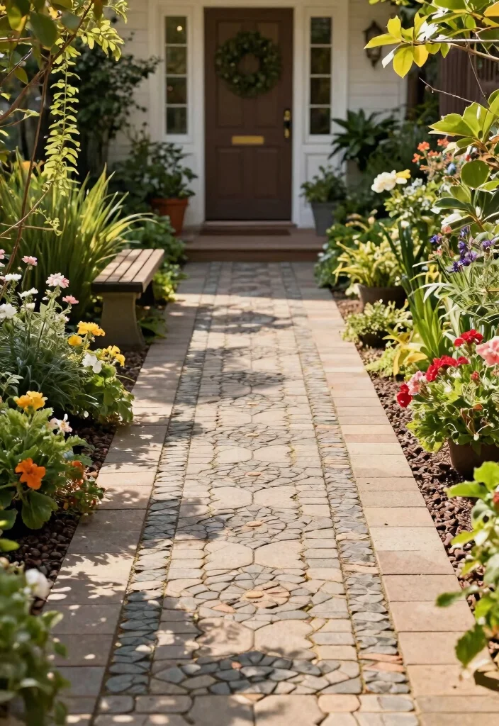 15 Charming Front Yard Hardscape Ideas That Will Make Your Neighbors Green with Envy! - 4. Beautifully Designed Walkways 1