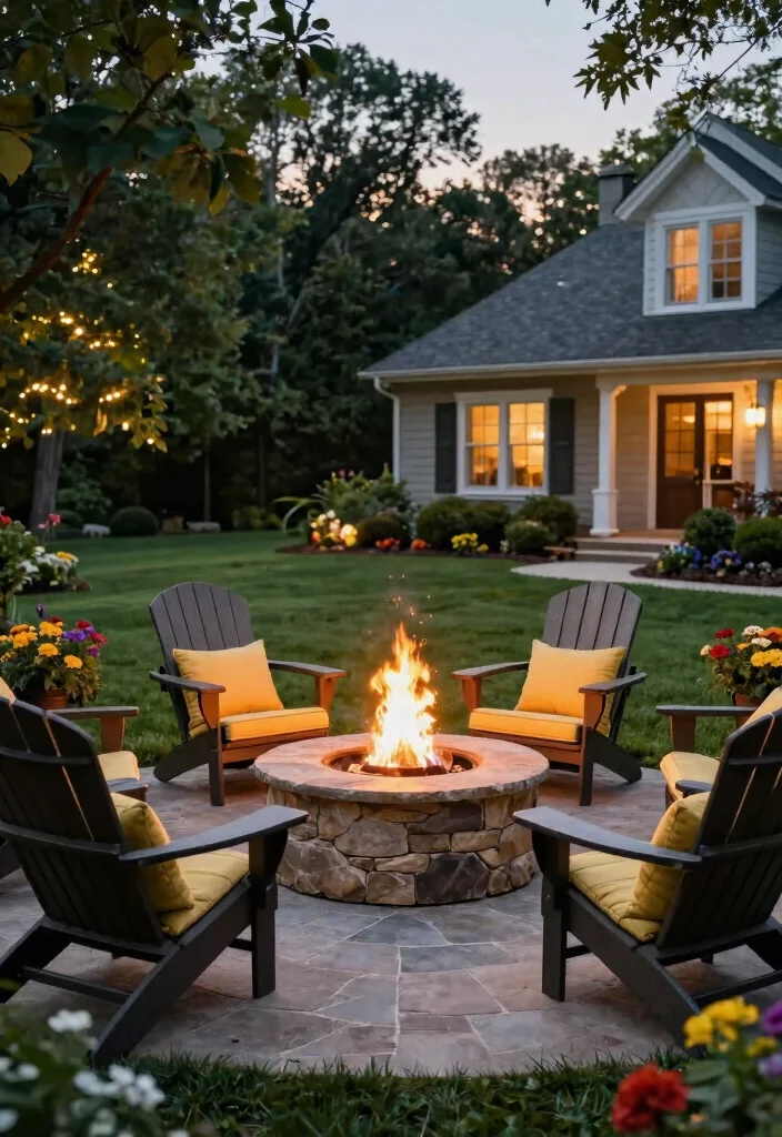 15 Charming Front Yard Hardscape Ideas That Will Make Your Neighbors Green with Envy! - 5. Stunning Fire Pits 1